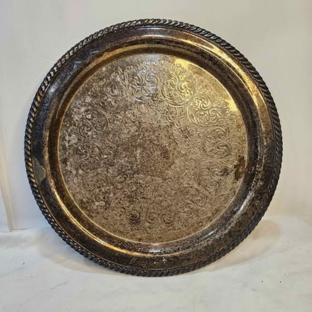 WM A Rogers Silver Plated Round Serving Tray